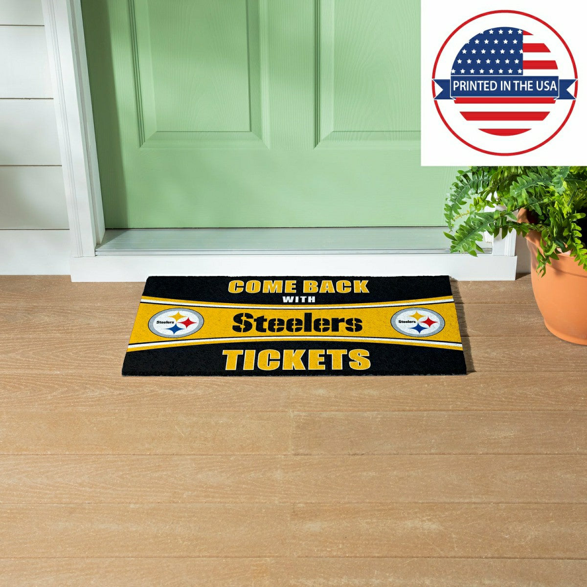 28" x 16" PVC Trapper Mat, Come Back with Tickets, Pittsburgh Steelers - NFL