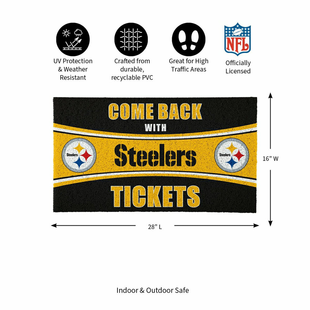 28" x 16" PVC Trapper Mat, Come Back with Tickets, Pittsburgh Steelers - NFL