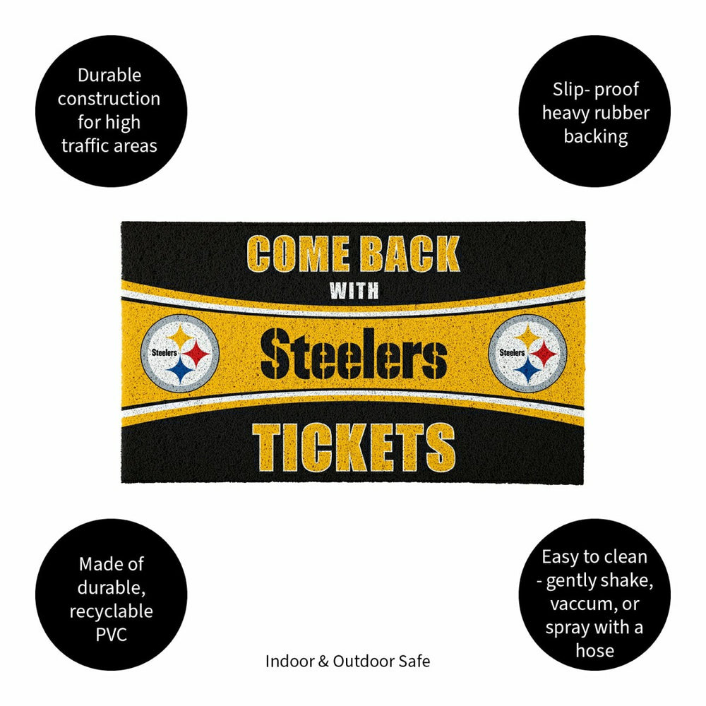 28" x 16" PVC Trapper Mat, Come Back with Tickets, Pittsburgh Steelers - NFL