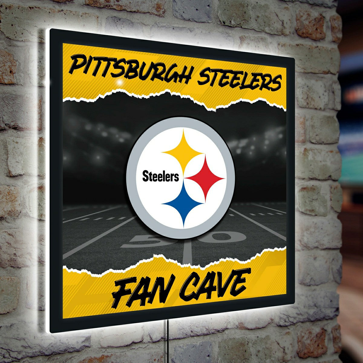 Pittsburgh Steelers 23"H x 23"L LED Wall Decor, Edgelite, Square - NFL Home