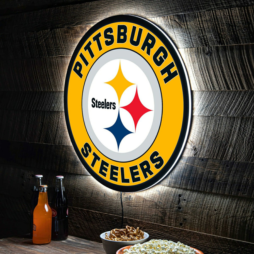 LED Wall Decor, Round, Pittsburgh Steelers - NFL Home