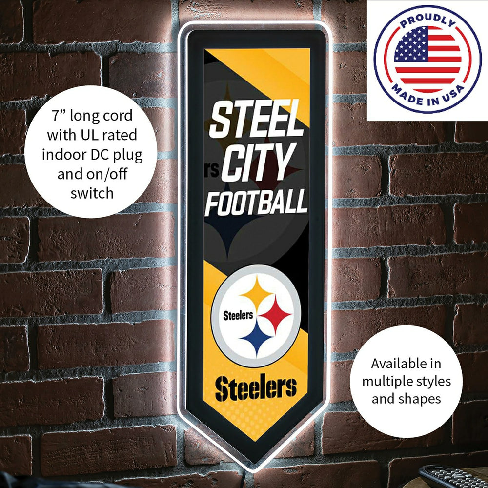 LED Wall Decor, Pennant, Pittsburgh Steelers - NFL Home