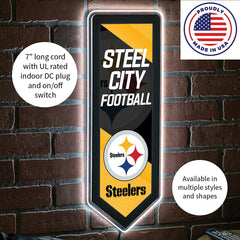LED Wall Decor, Pennant, Pittsburgh Steelers - NFL Home