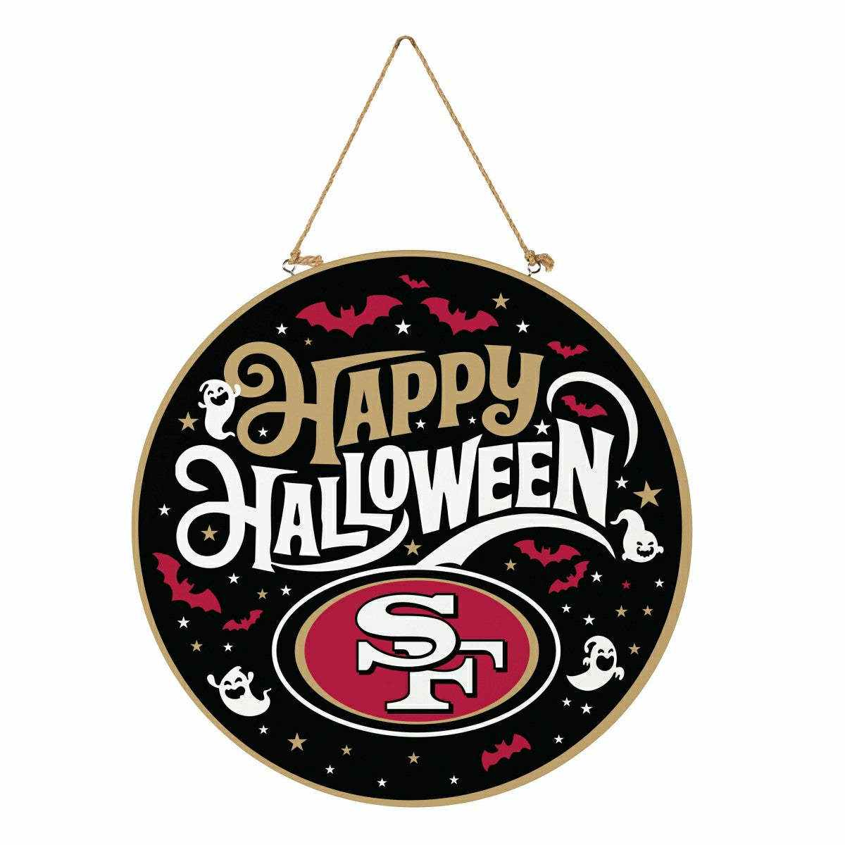 San Francisco 49ers Halloween Round Door Décor with Hanging Rope, 18x1 - NFL Home