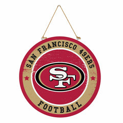 San Francisco 49ers Round Door Décor with Hanging Rope, 18x18 - NFL Home