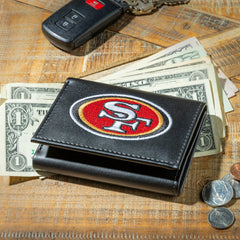 San Francisco 49ers Black Tri-Fold Embroidered Wallet w/ RFID Blocking - NFL Home