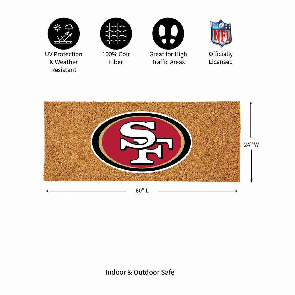 San Francisco 49ers Extra Large Full Color Coir Mat, 60"x24" - NFL