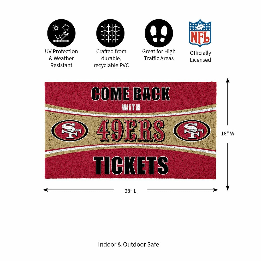 28" x 16" PVC Trapper Mat, Come Back with Tickets, San Francisco 49ers - NFL