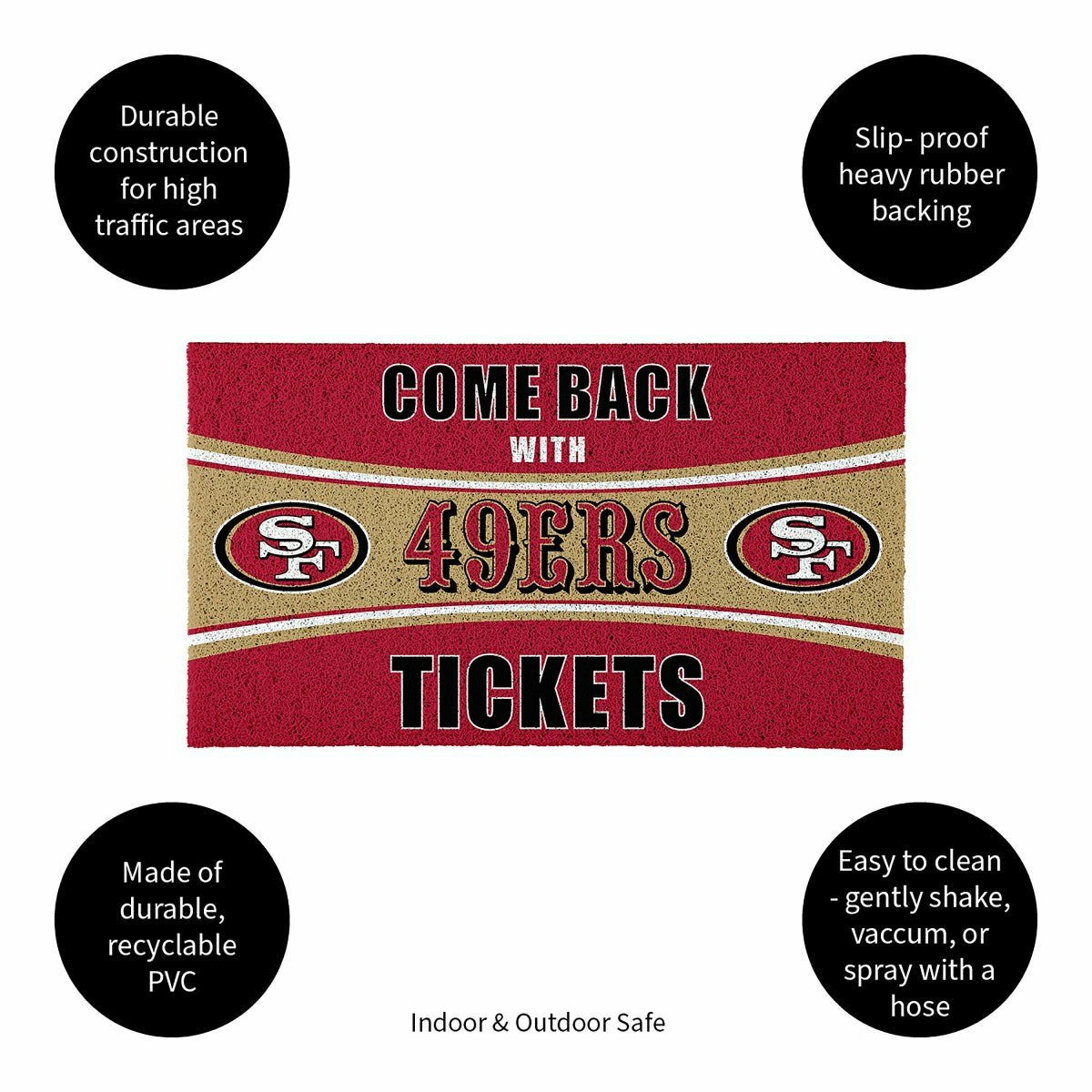 28" x 16" PVC Trapper Mat, Come Back with Tickets, San Francisco 49ers - NFL