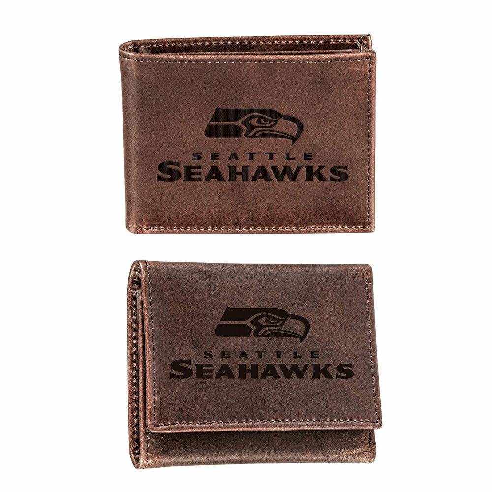 Seattle Seahawks, Bi-Fold and Tri-Fold Wallet Gift Set, Brown - NFL Home