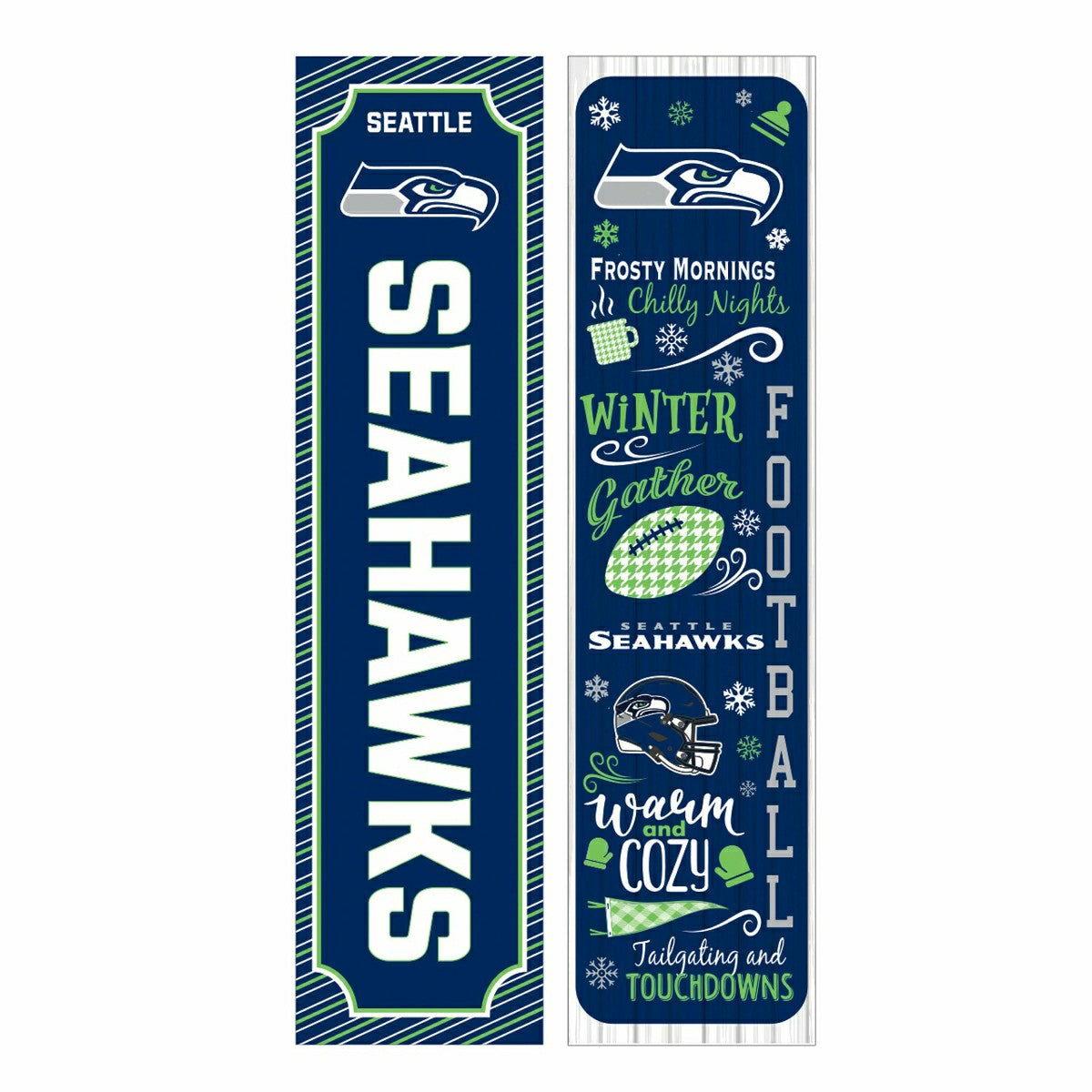 46" Double Sided Leaner, Seattle Seahawks, Winter Seasonal - NFL Home