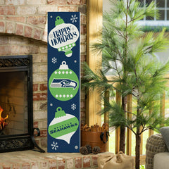 47" Double Sided Leaner, Seattle Seahawks, Christmas - NFL Home