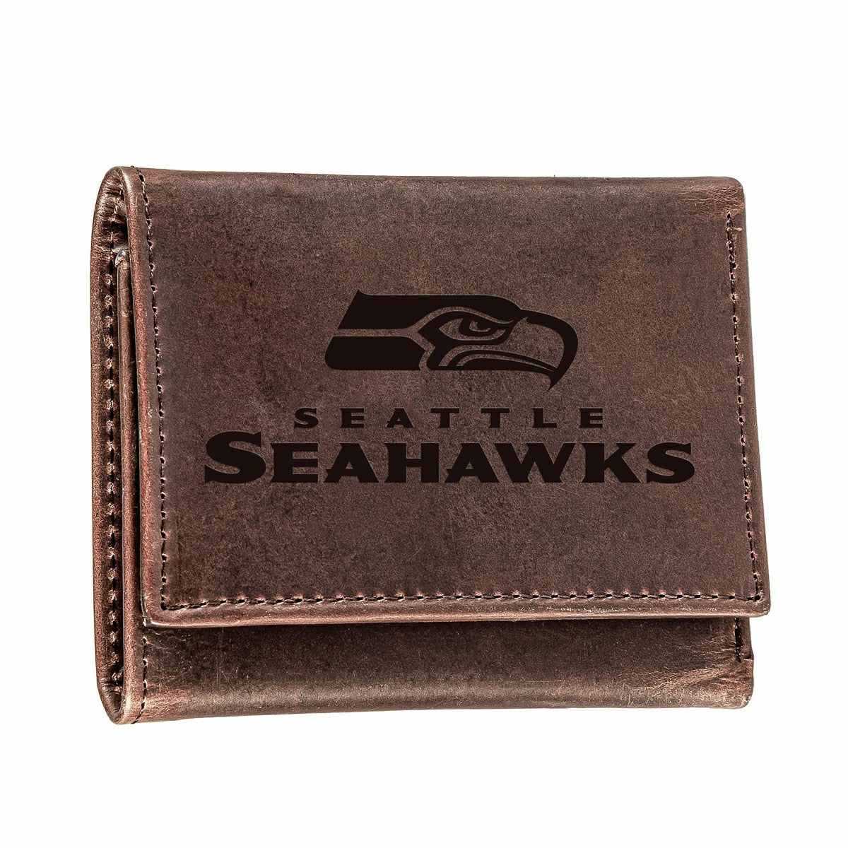 Seattle Seahawks, Tri-Fold Wallet, Brown, CH, 100% Genuine Leather - NFL Home