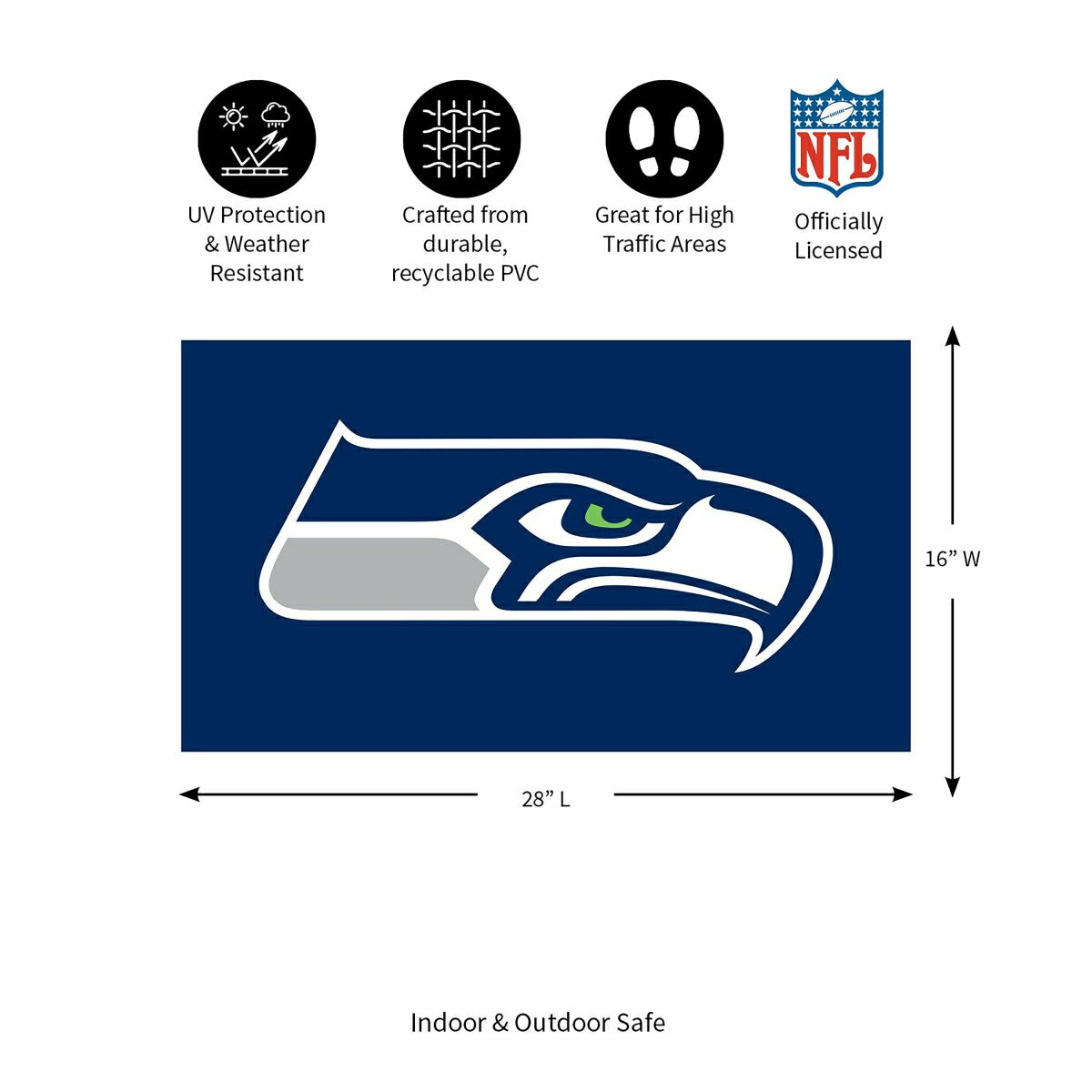 Full Color PVC Mat, 16" x 28", Seattle Seahawks - NFL