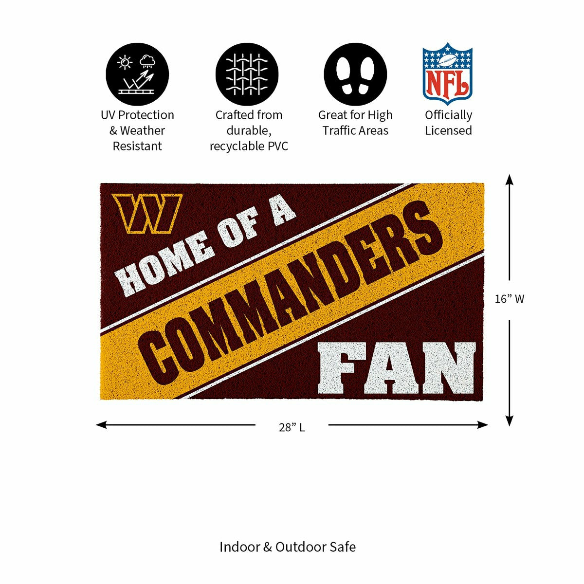 Washington Commanders, PVC Mat COLOR, Home of a Fan - NFL