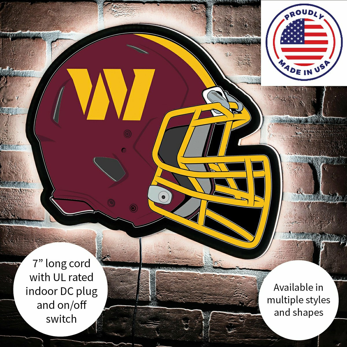 LED Wall Decor, Helmet, Washington Commanders - NFL Home