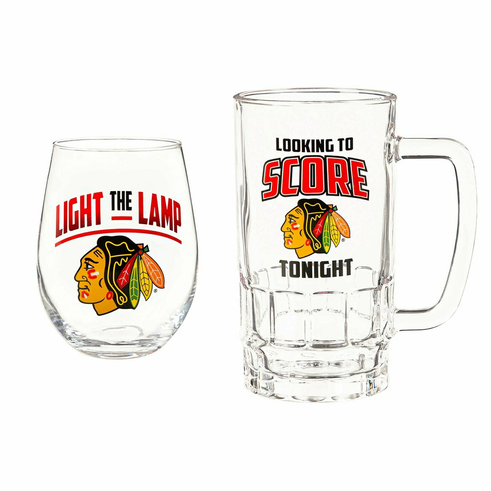 Stemless 17OZ Glass & Tankard 16OZ Gift Set, Chicago Blackhawks - NHL Home
