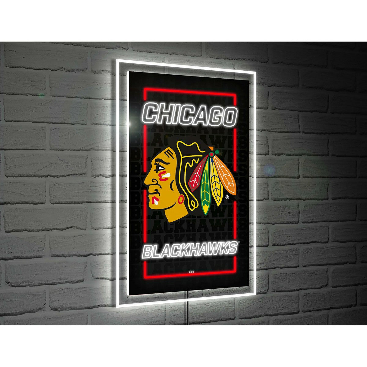 Chicago Blackhawks Hockey Rectangle Neolite LED Decor - NHL Home