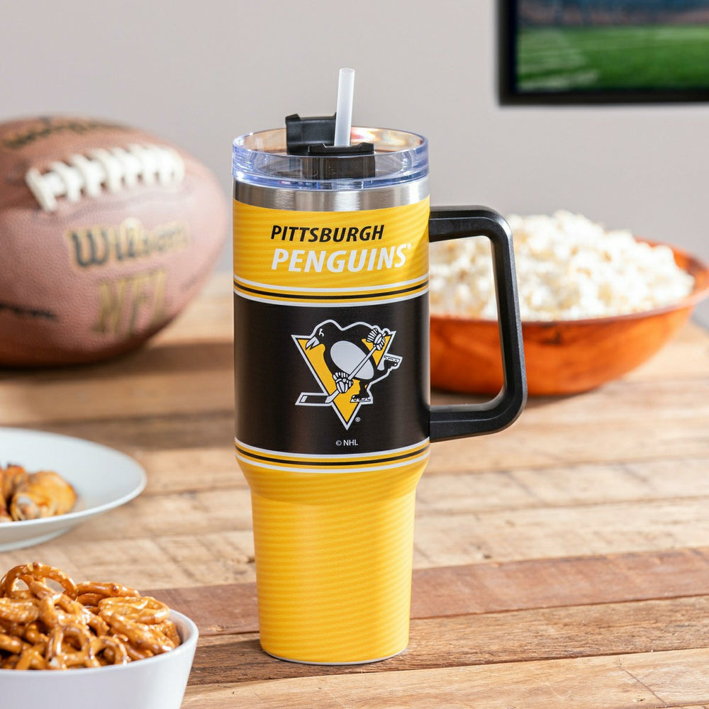 40oz Stainless Steel Canyon Cup w/ Straw, Pittsburgh Penguins - Home NHL