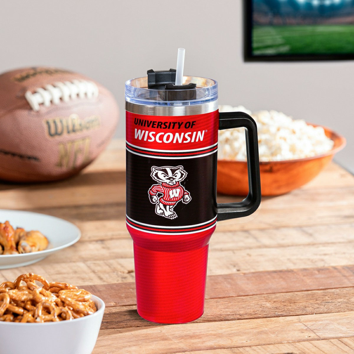 40oz Stainless Steel Canyon Cup w/ Straw, University of Wisconsin-Madi - Home Collegiate
