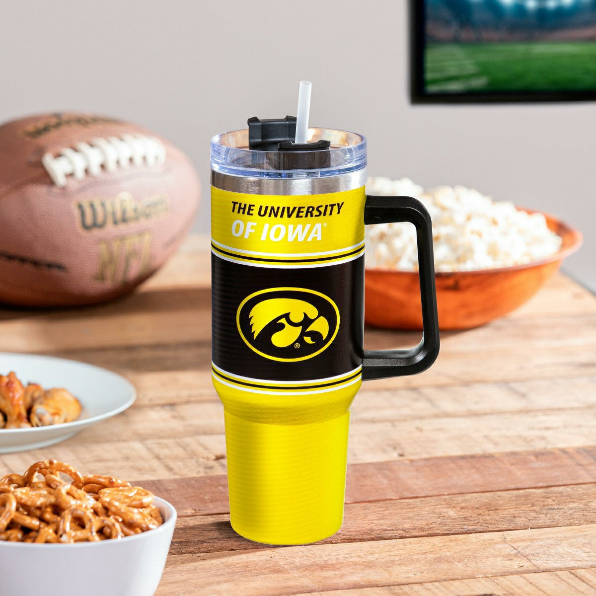40oz Stainless Steel Canyon Cup w/ Straw, University of Iowa - Home Collegiate