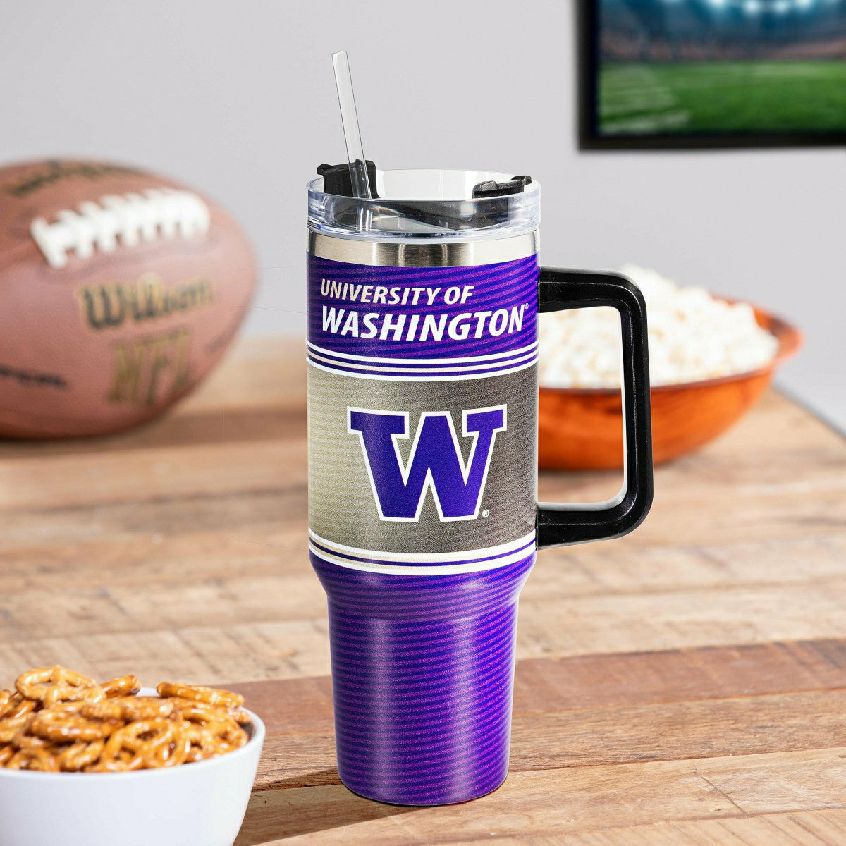 40oz Stainless Steel Canyon Cup w/ Straw, Universitiy of Washington - Home Collegiate