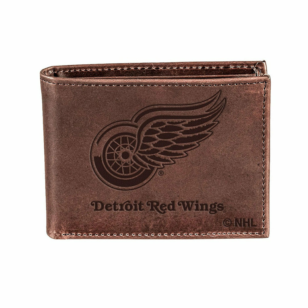 Detroit Red Wings, Bi-Fold Wallet, Brown, CH, 100% Genuine Leather - NHL Home