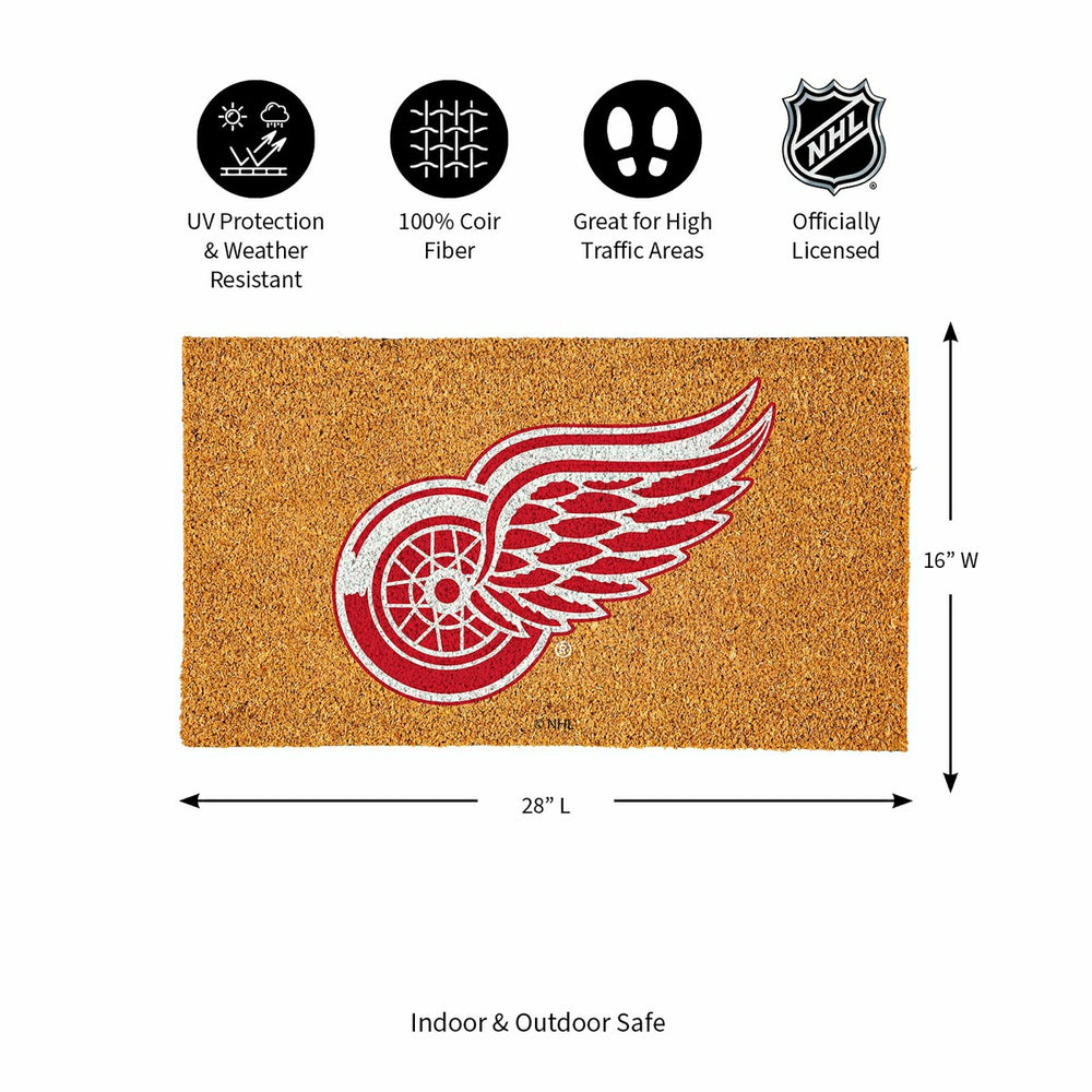 Coir Mat, 16"x28", Detroit Red Wings - NHL