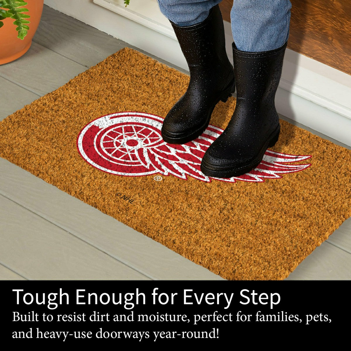 Coir Mat, 16"x28", Detroit Red Wings - NHL