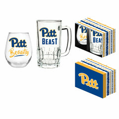 University of Pittsburgh, Stemless 17OZ Glass & Tankard 16OZ Gift Set - Home Collegiate