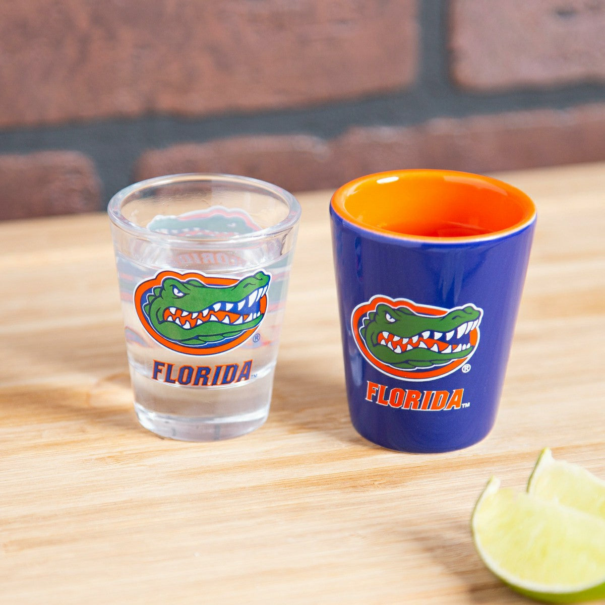 University of Florida 4-Piece Ceramic and Glass 2oz. Shot Glass Set - Home Collegiate
