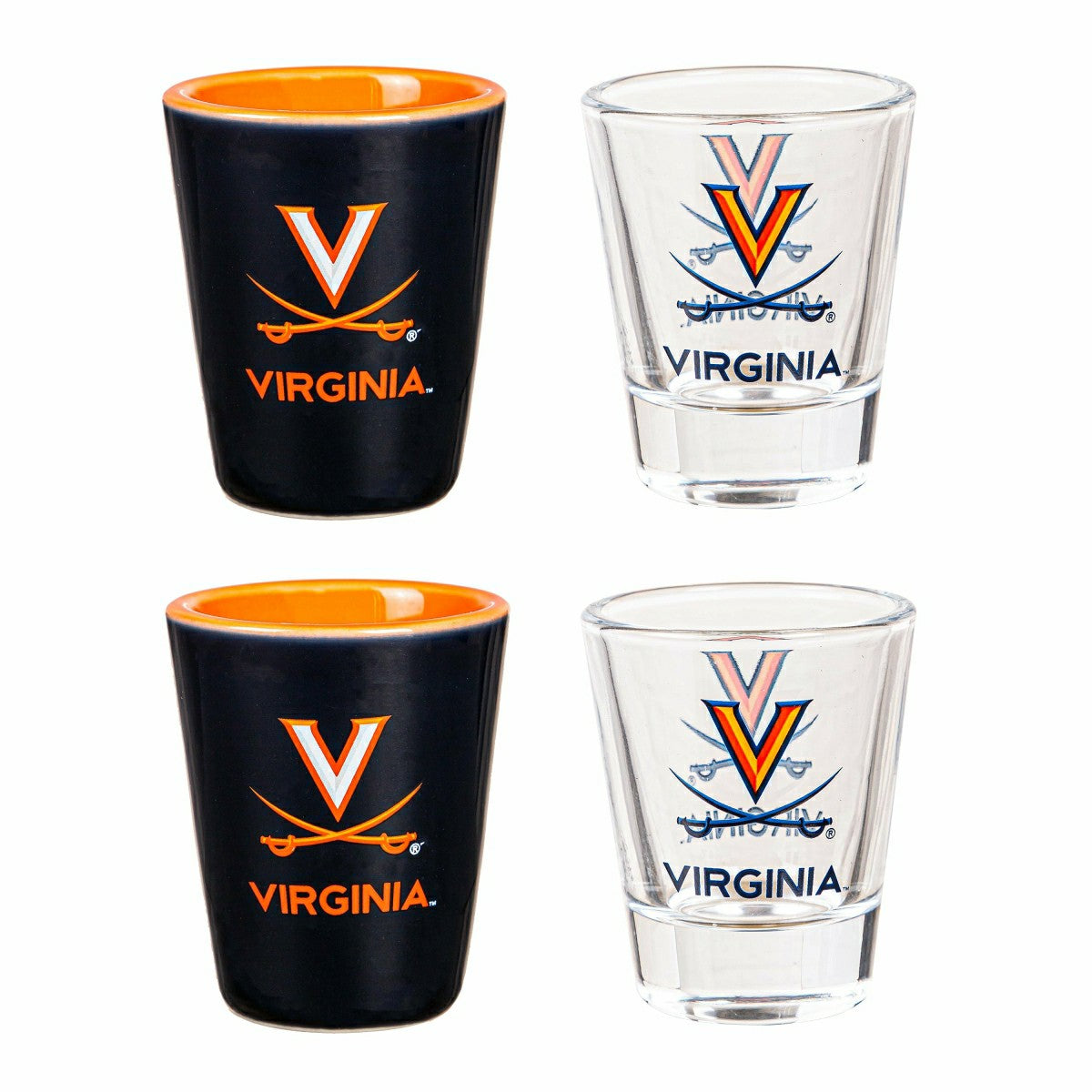 University of Virginia 4-Piece Ceramic and Glass 2oz. Shot Glass Set - Home Collegiate