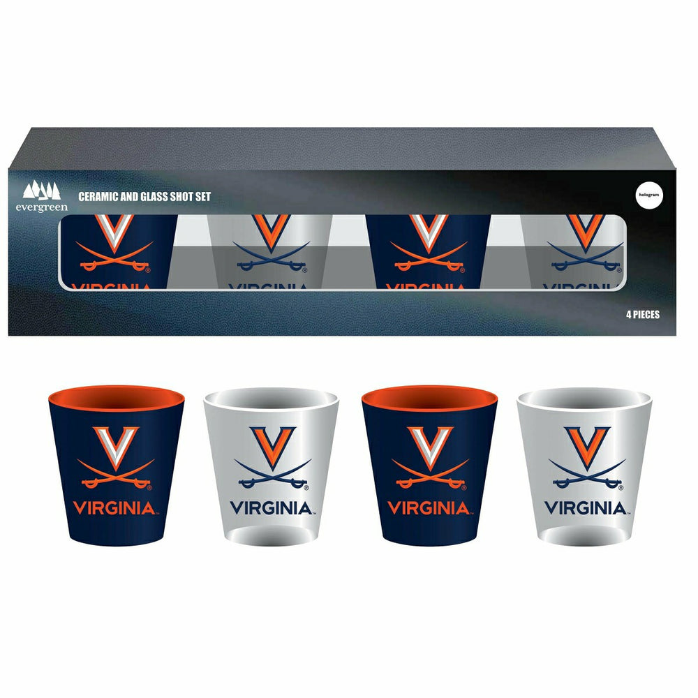 University of Virginia 4-Piece Ceramic and Glass 2oz. Shot Glass Set - Home Collegiate