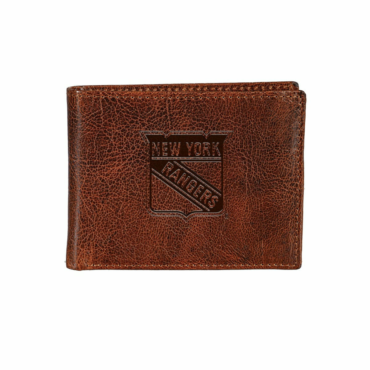 New York Rangers, Embossed 100% Genuine Tumbled Leather Passcase Bi-Fo - NHL Home