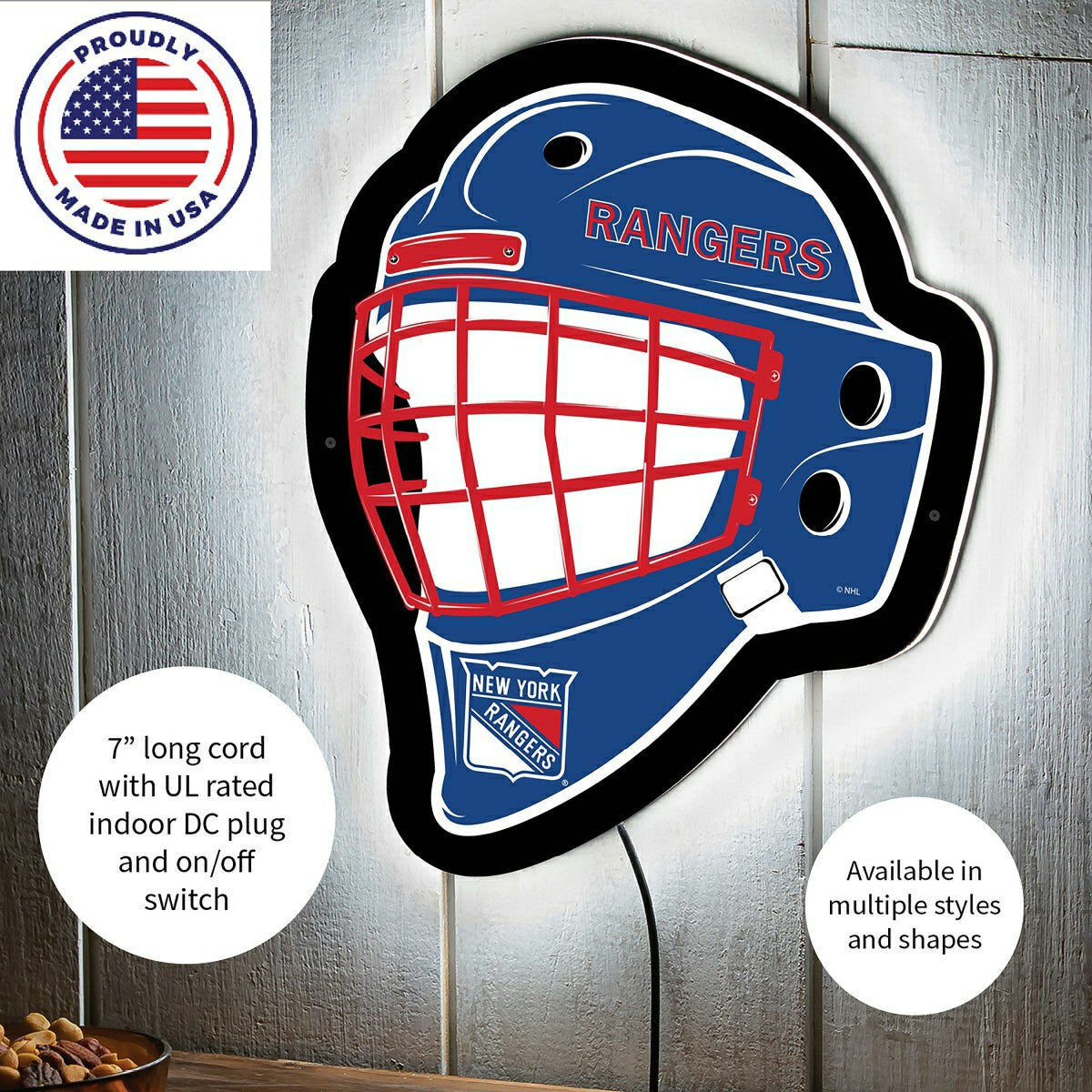 LED Wall Decor, Helmet, New York Rangers - NHL Home