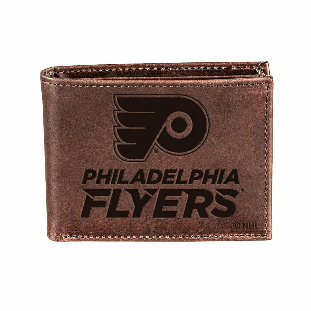 Philadelphia Flyers, Bi-Fold Wallet, Brown, CH, 100% Genuine Leather - NHL Home