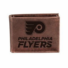 Philadelphia Flyers, Bi-Fold Wallet, Brown, CH, 100% Genuine Leather - NHL Home