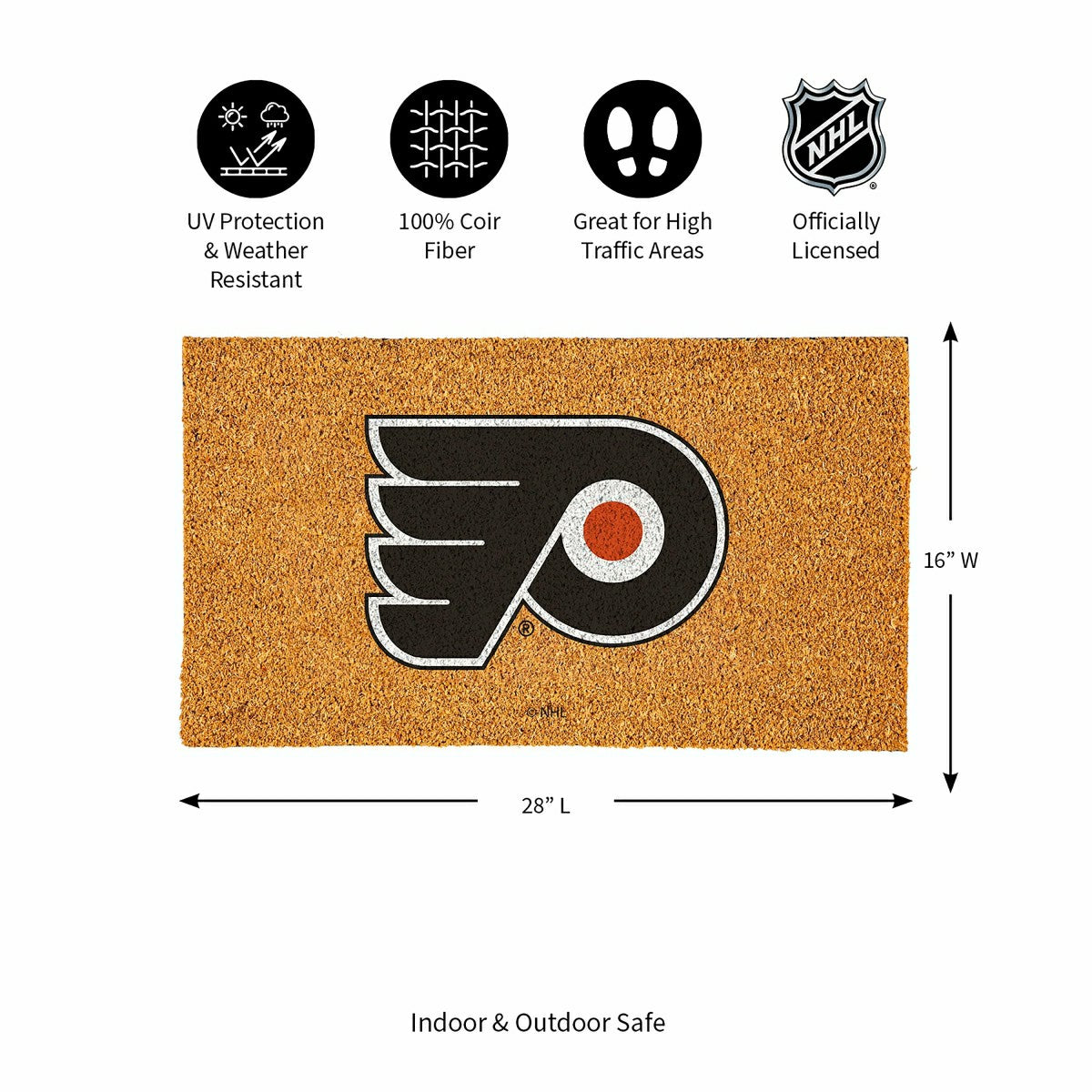 Coir Mat, 16"x28", Philadelphia Flyers - NHL
