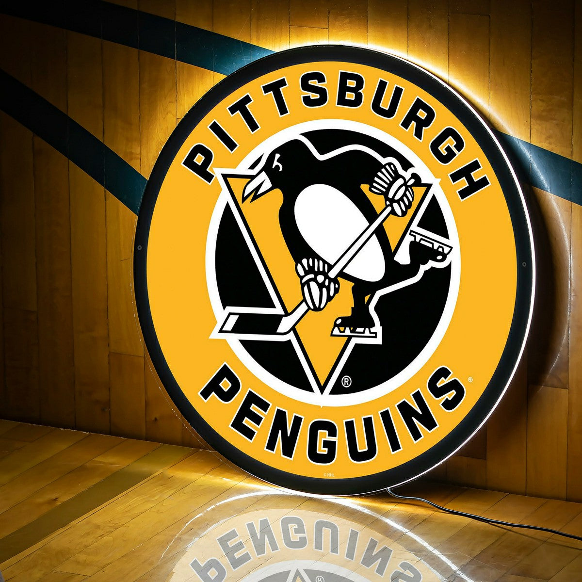 LED Wall Decor, Round, Pittsburgh Penguins - NHL Home