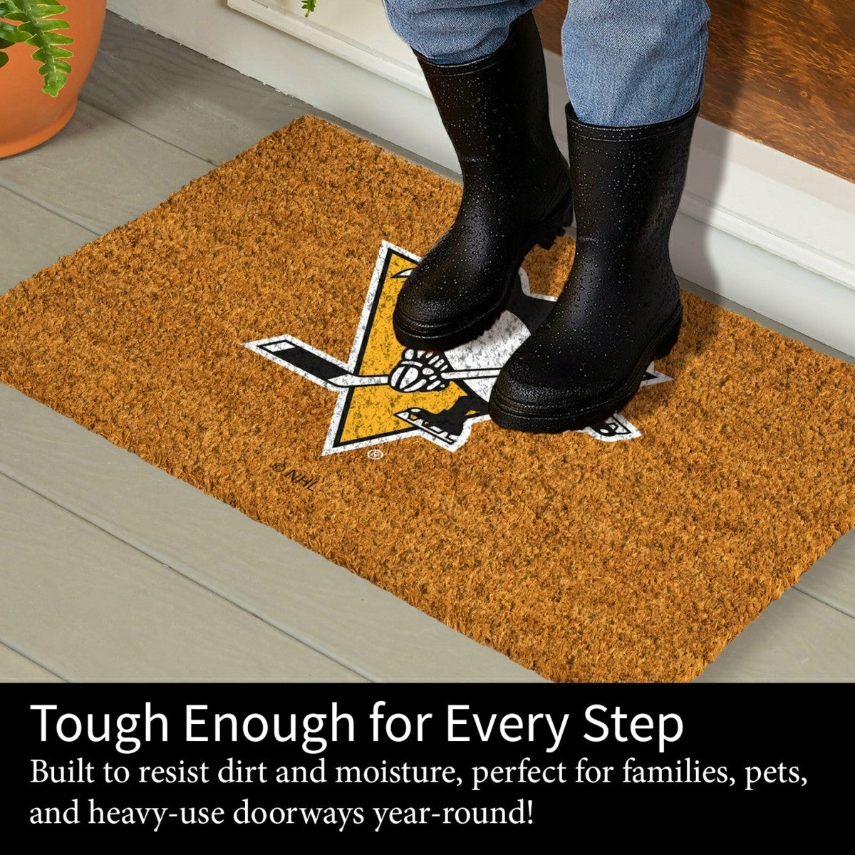 Coir Mat, 16"x28", Pittsburgh Penguins - NHL