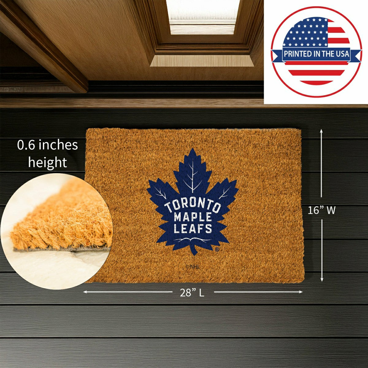Coir Mat, 16"x28", Toronto Maple Leafs - NHL