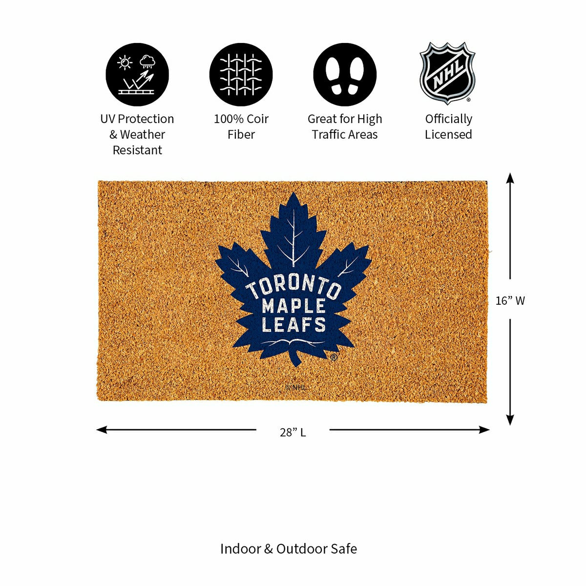 Coir Mat, 16"x28", Toronto Maple Leafs - NHL