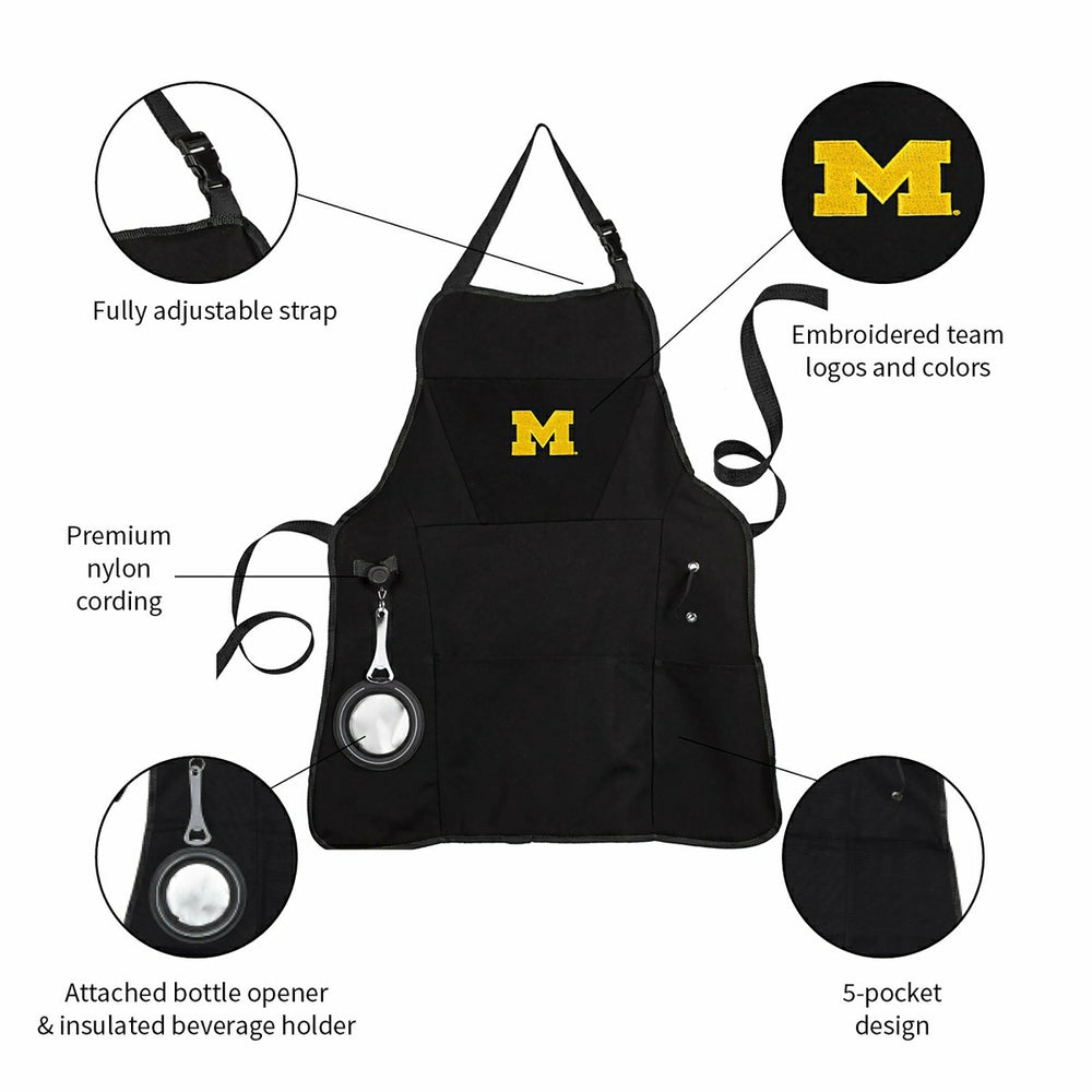 Grill Apron, Black, University Of Michigan - Home Collegiate