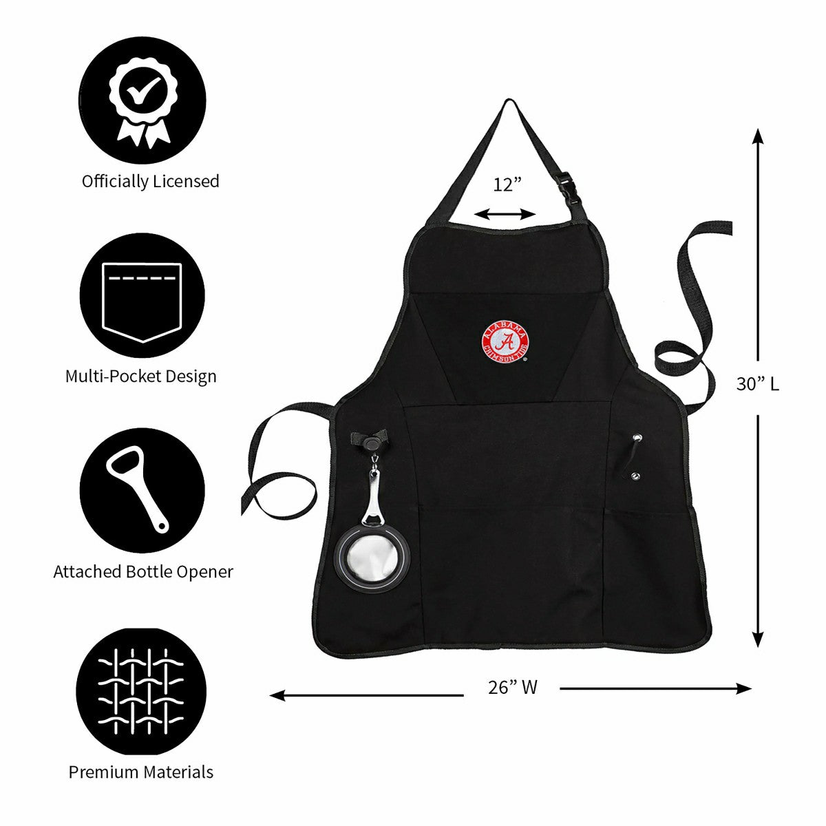 Grill Apron, Black, University of Alabama - Home Collegiate