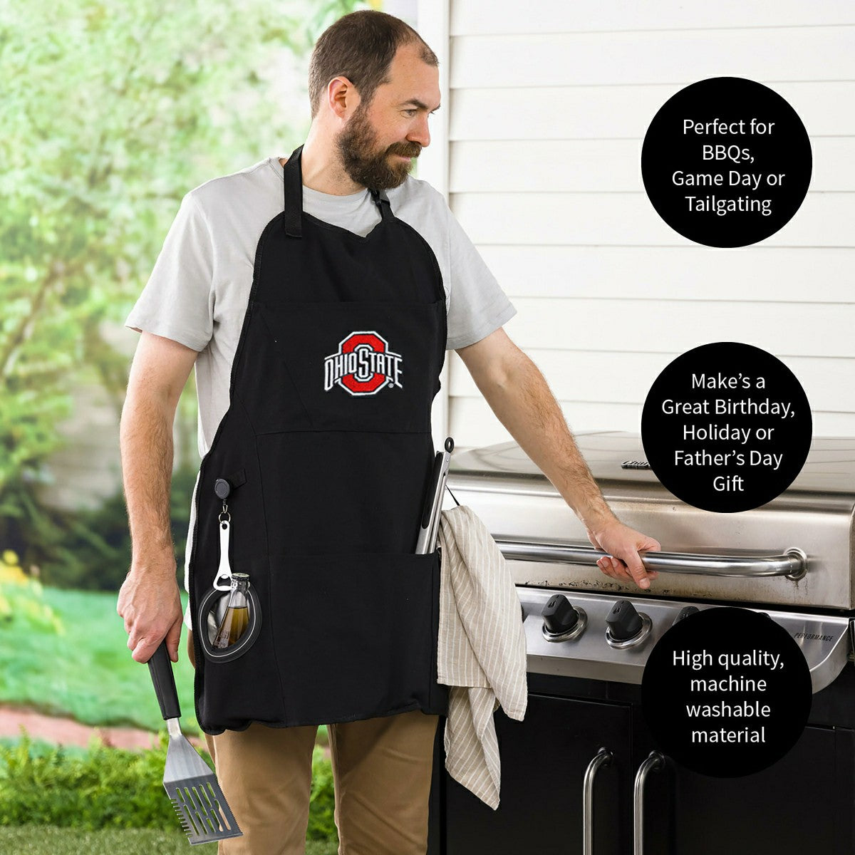 Grill Apron, Black, Ohio State University - Home Collegiate
