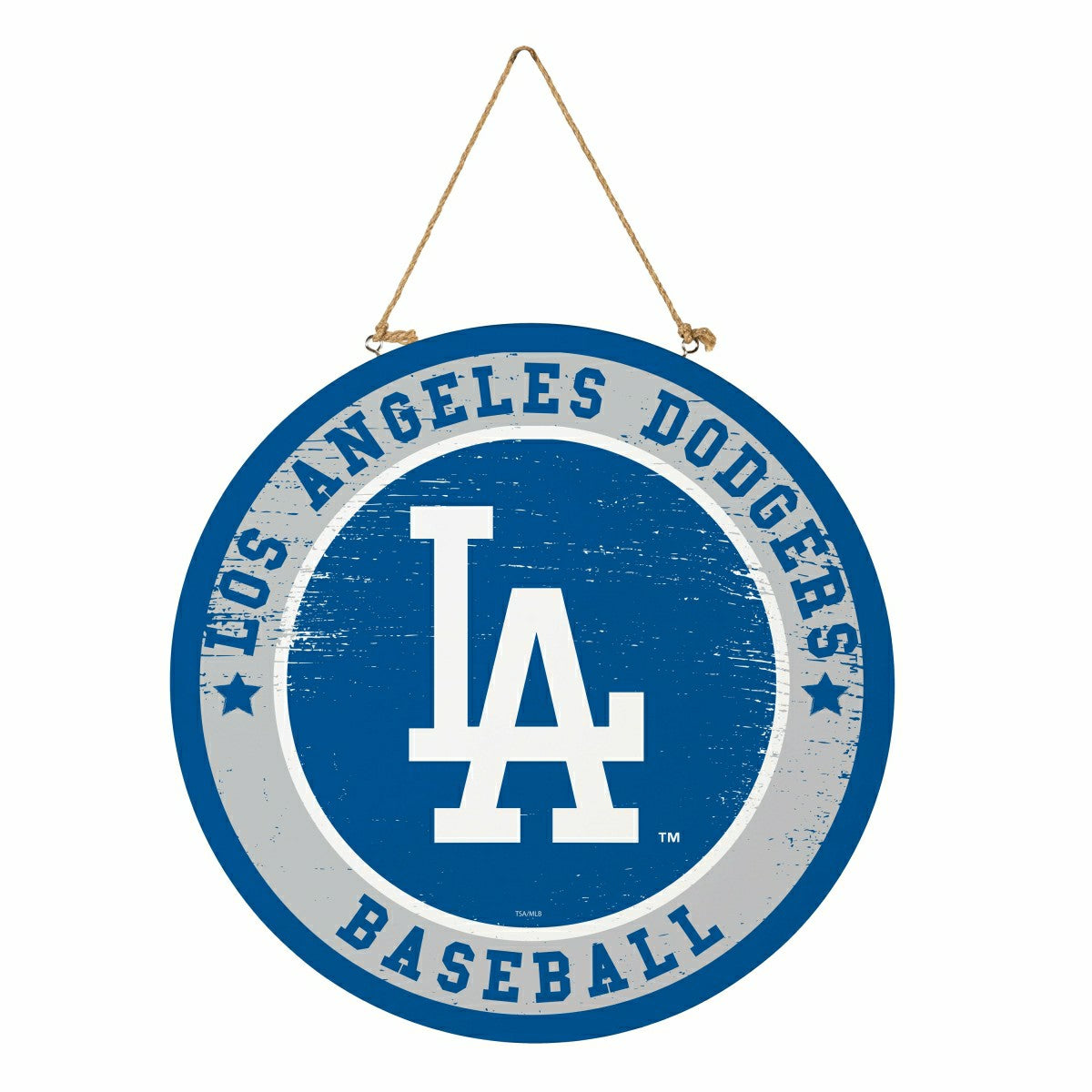 Los Angeles Dodgers Round Door Décor with Hanging Rope, 18x18 - MLB Home