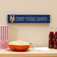 New York Mets Engraved Wood Sign, 3.5" x 18" - MLB Home