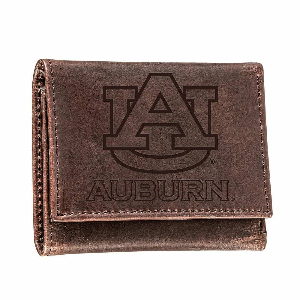 Auburn University, Tri-Fold Wallet, Brown, CH, 100% Genuine Leather - Collegiate Home