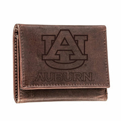 Auburn University, Tri-Fold Wallet, Brown, CH, 100% Genuine Leather - Collegiate Home