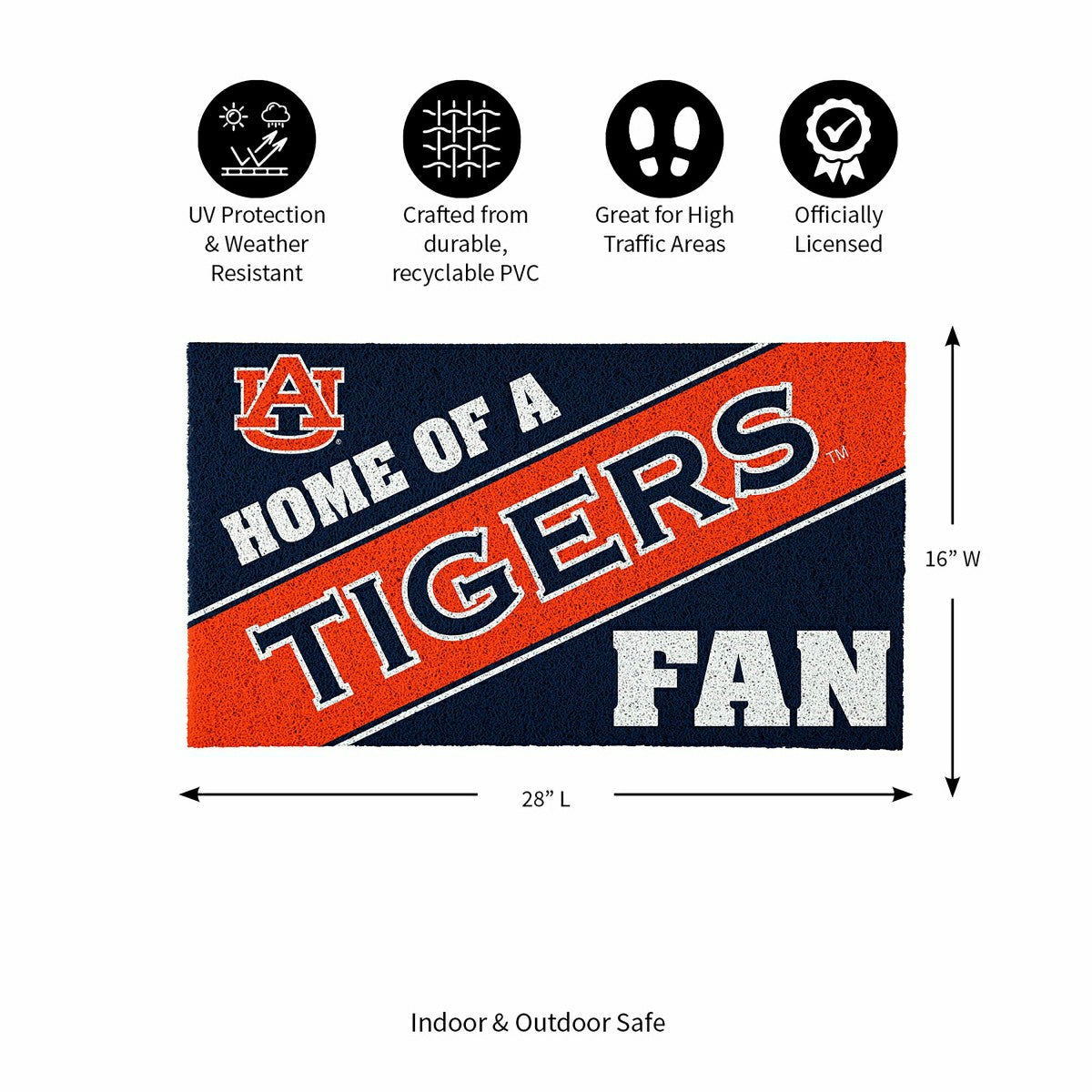 Auburn University, PVC Mat COLOR, Home of a Fan - Collegiate